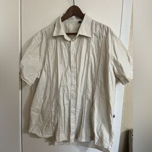 Design in Italy  Cream Linen Short Sleeve Button-Up Shirt Men’s SzXL Minimalist